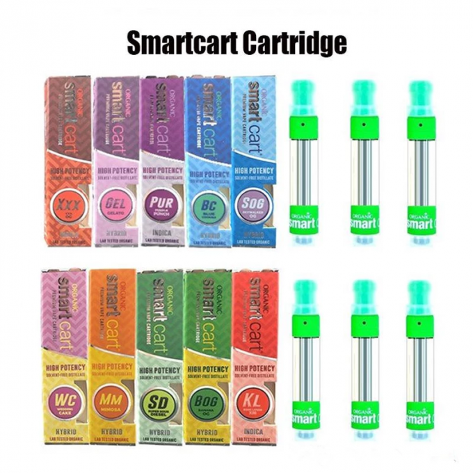 Smart Carts Green Oil Cartridges Glass Tank Ceramic Coil Vape Carts 1ml Capacity
