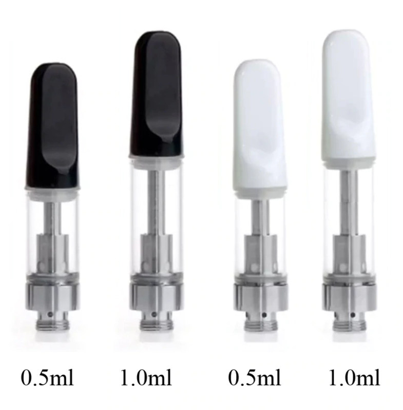 Ccell Vapor Cartridge Flat White Black Mouthpiece With 1.2ohm Resistance