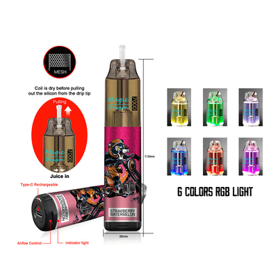 Disposable Vape Pen Puff Bar No Nicotine 7000 Puffs Mixed Fruity Flavour Disposable E Cigarettes Starter Kit